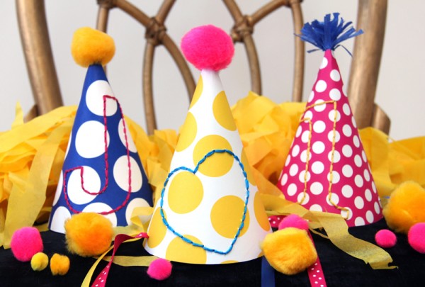 DIY Embroidered Party Hats