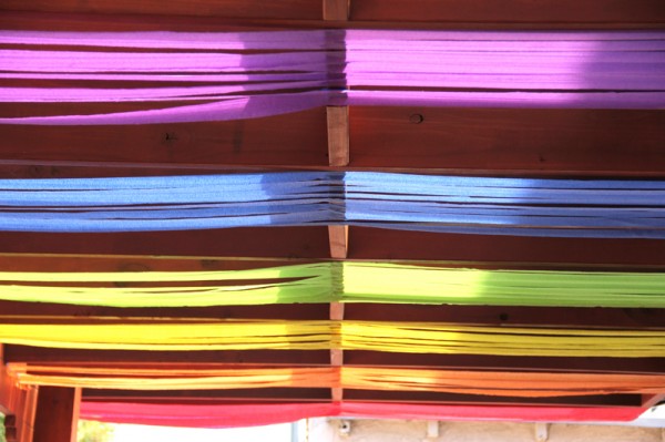 DIY Rainbow Birthday Party Ceiling