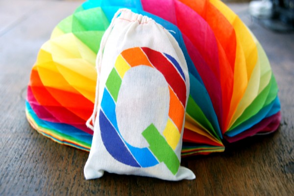 DIY Rainbow Freezer Stencil Monogram Favor Bags