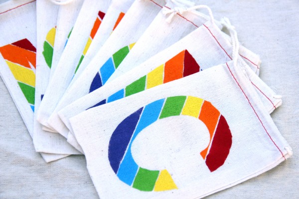 DIY Rainbow Monogram Favor Bags