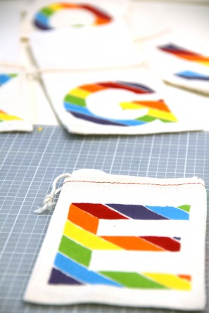 DIY Rainbow Monogram Treat Bags with Freezer Stencils