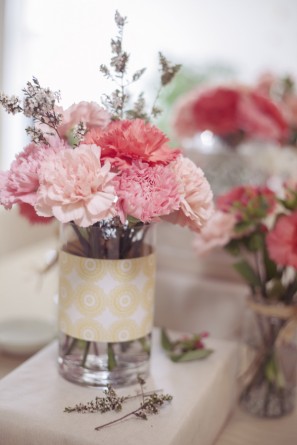 Simple Pink Carnation Centerpieces