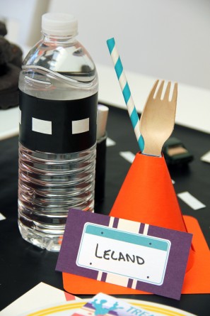 License Plate Place Cards and Traffic Cones