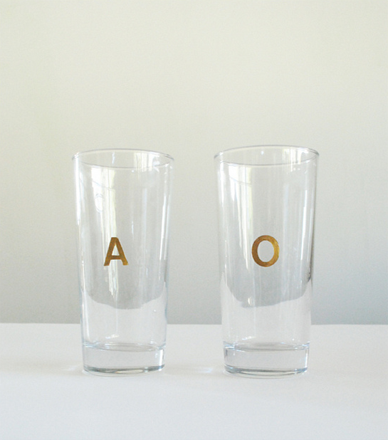 DIY Gilded Monogram Glasses