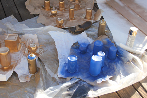Spray Painting Glass Jars