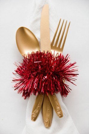 DIY Tinsel Napkin Rings