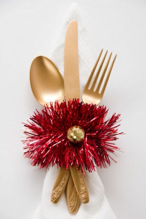 DIY Tinsel Napkin Rings