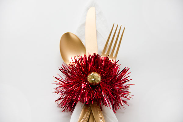 DIY Tinsel Napkin Rings