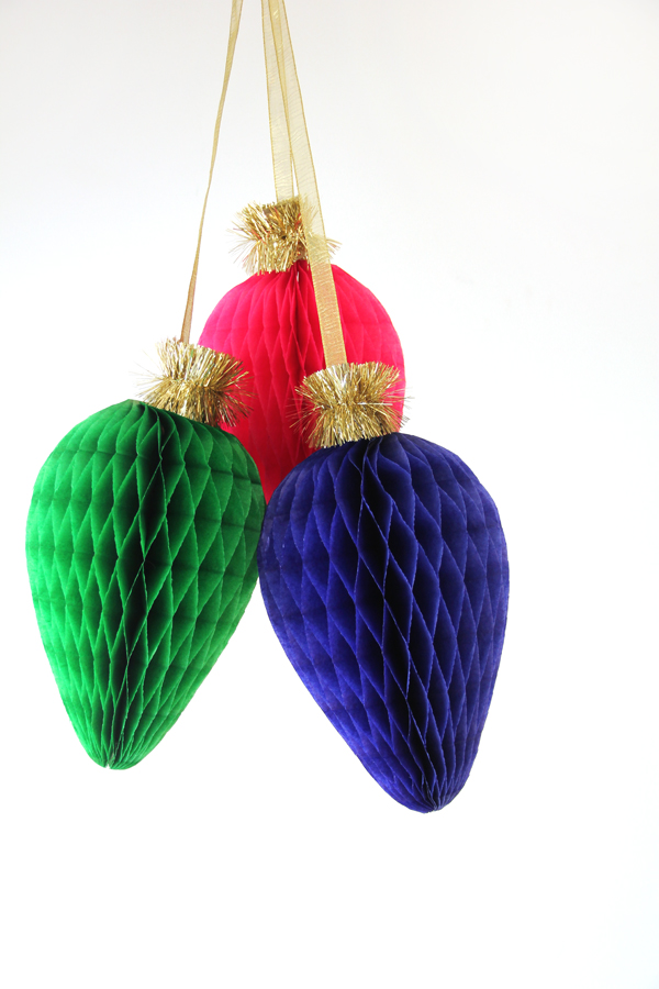 DIY Giant Honeycomb Christmas Bulbs + Ornaments