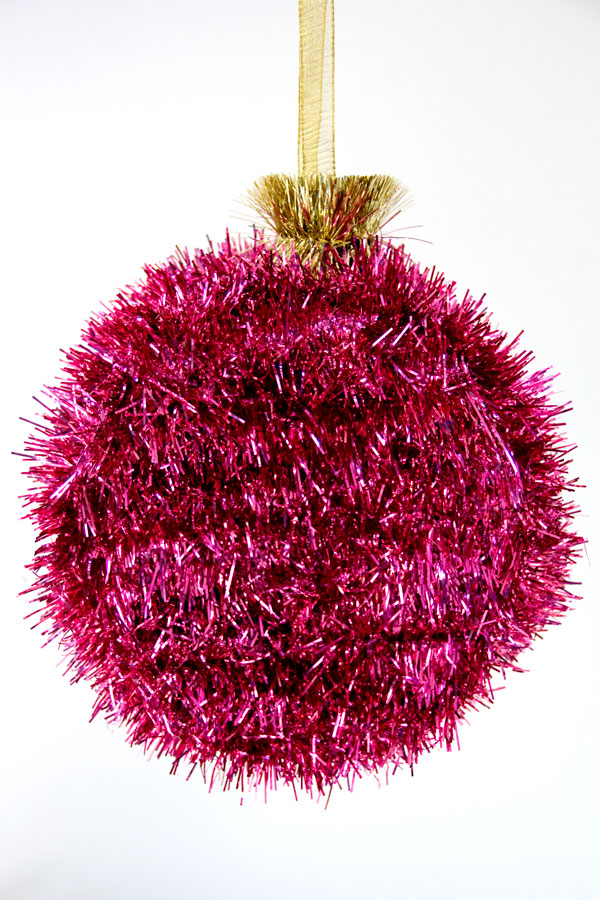 Tinsel Pom-Pom DIY Ornaments