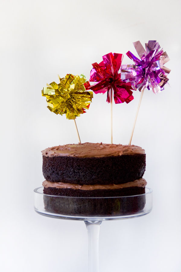 DIY Fringe Mylar Cake Topper