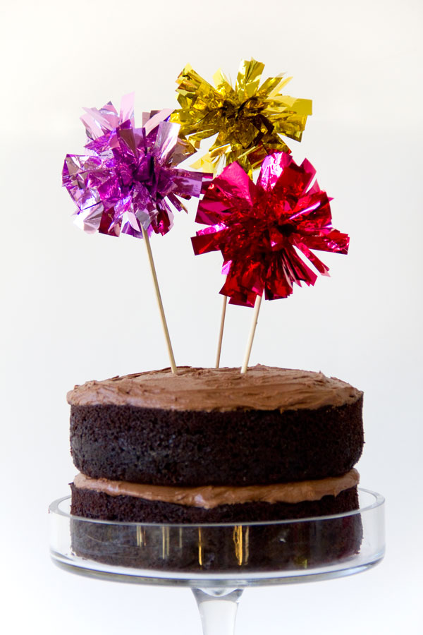 DIY Fringe Mylar Cake Toppers