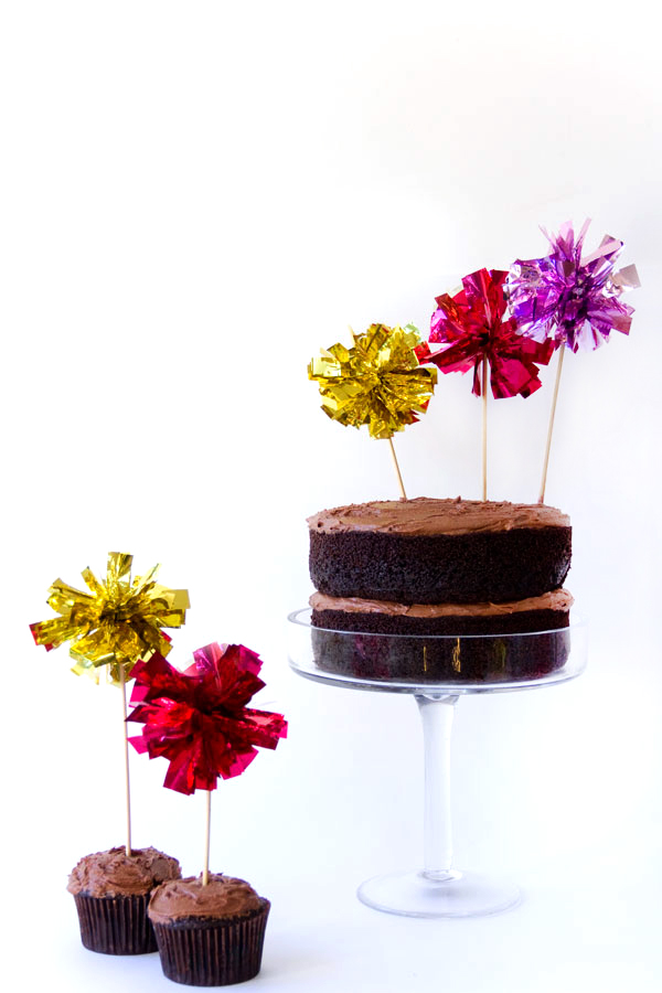 DIY Fringe Mylar Cake and Cupcake Toppers