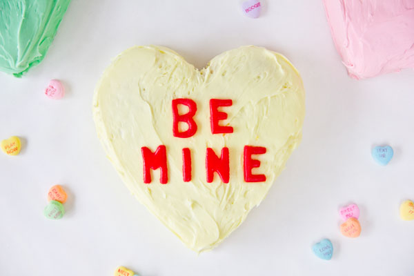Conversation Heart Cakes for Valentine's Day