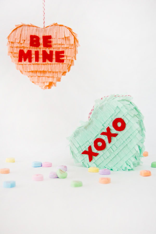 DIY Conversation Heart Pinatas