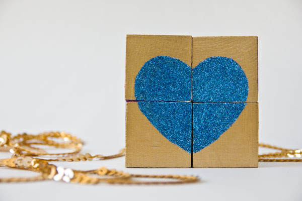 DIY Glitter Block Puzzle Valentine