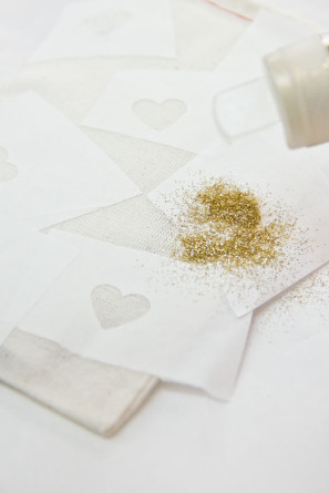 DIY Glitter Heart Drawstring Bags