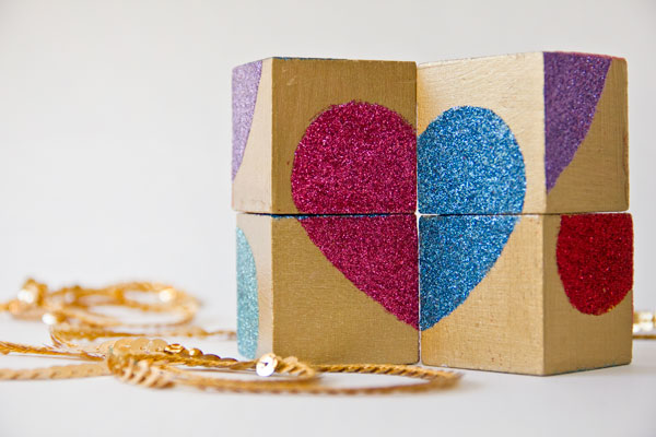 Glitter Block Puzzle Valentine DIY