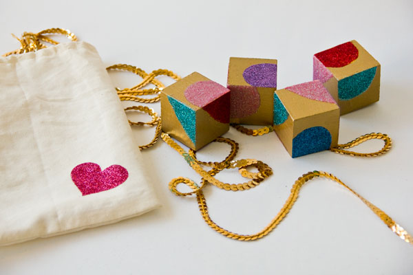 Glittery Wooden Block Puzzle Valentines