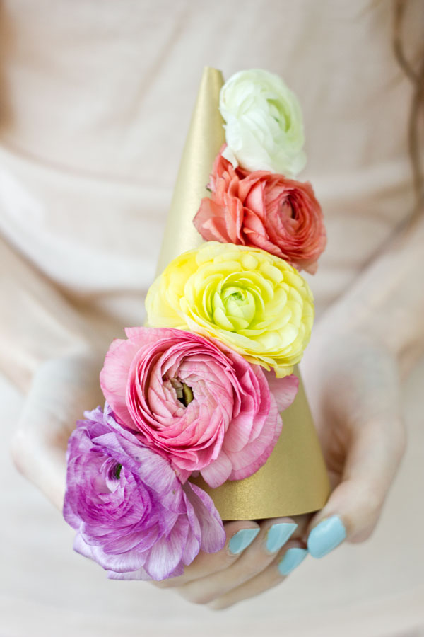 DIY Fresh Flower Party Hats