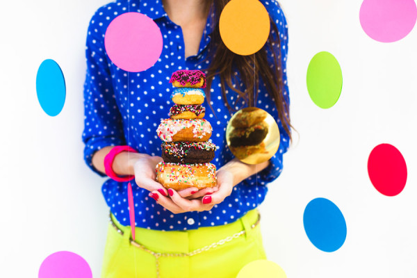 DIY Giant Confetti Backdrop and Donuts