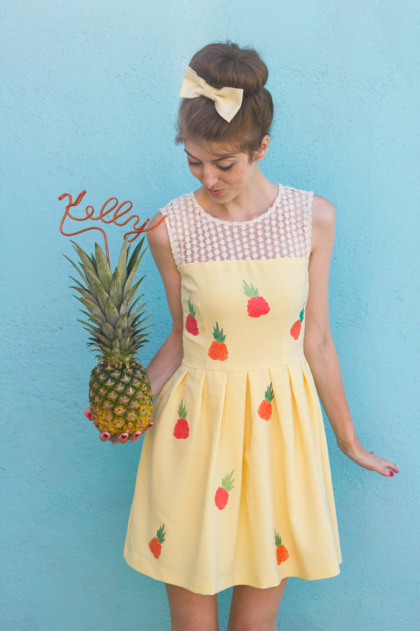 Banana Pineapple Dress Woman Funky Fruit Print Korean Fashion