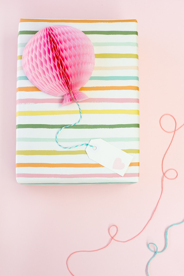 DIY Honeycomb Balloon Gift Toppers