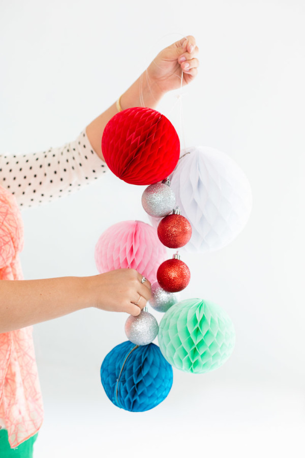 DIY Honeycomb Ornament Chandeliers