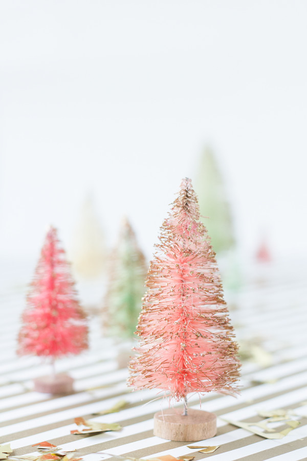 DIY Gold Dipped Bottle Brush Trees