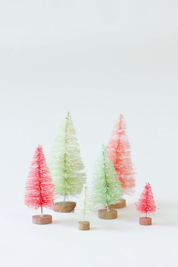 DIY Gold Dipped Bottle Brush Trees