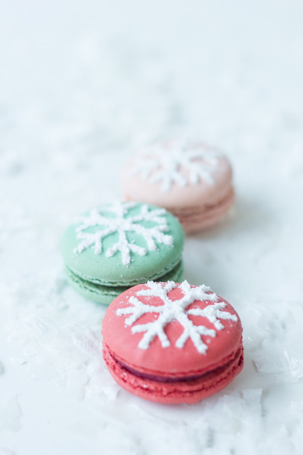 Snowflake Stenciled Macarons