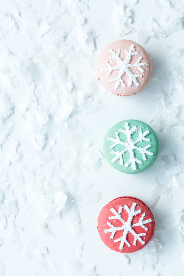 Snowflake Stenciled Macarons