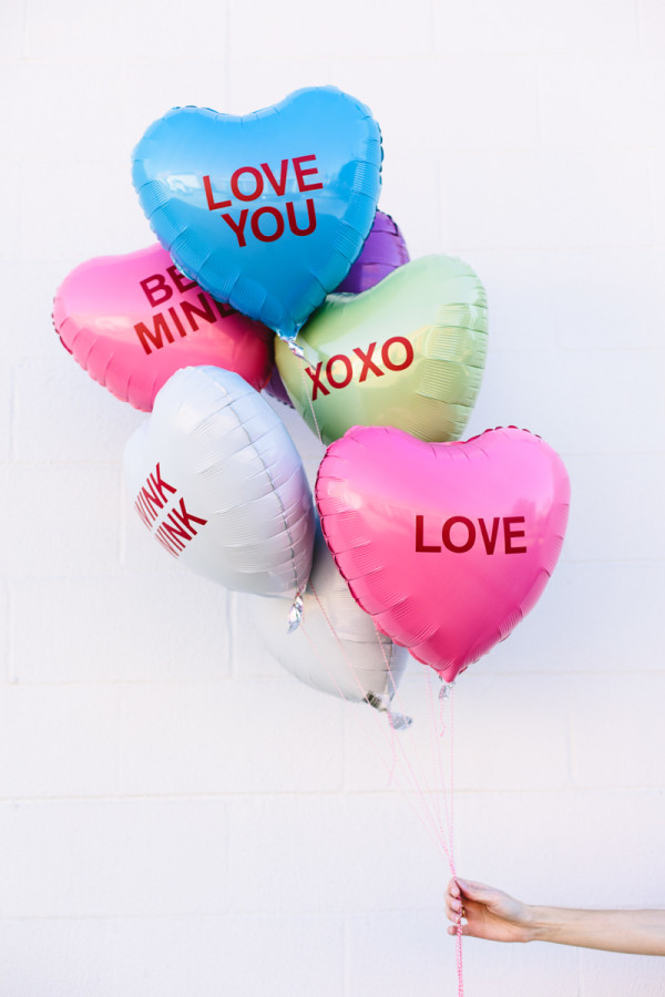 DIY Conversation Heart Balloons for Valentine's Day