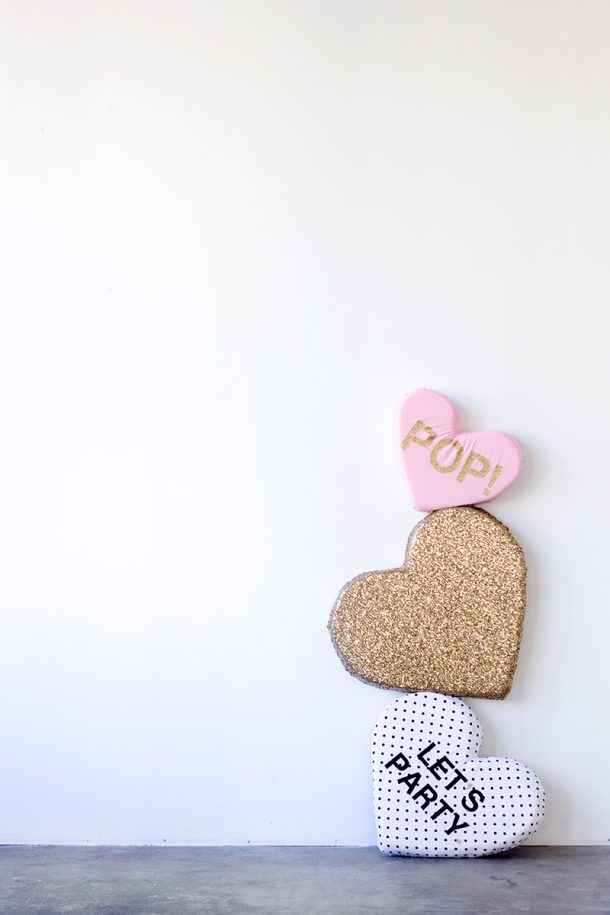 DIY Plush Sequin Hearts and Conversation Hearts