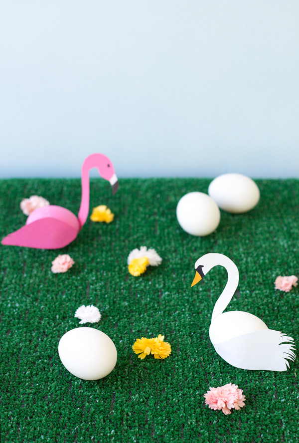 DIY Swan + Flamingo Easter Eggs