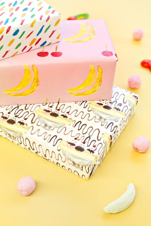 Free Printable Banana Split Wrapping Paper