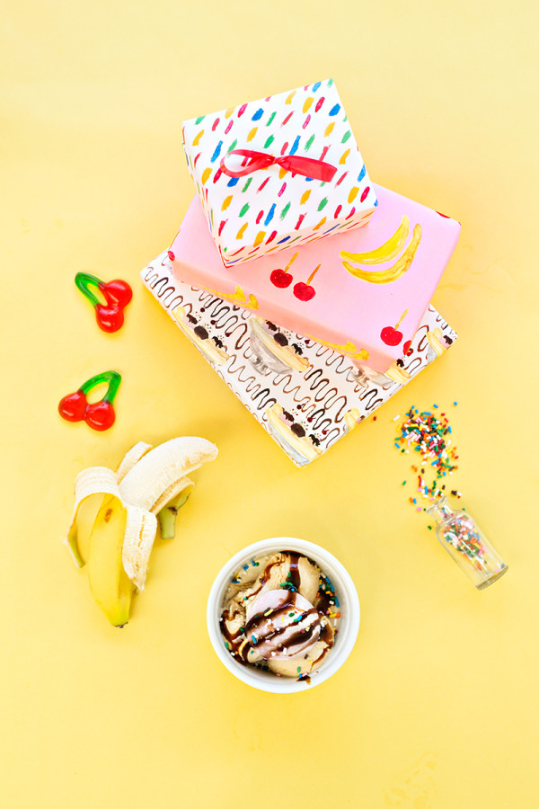 Free Printable Banana Split Wrapping Paper