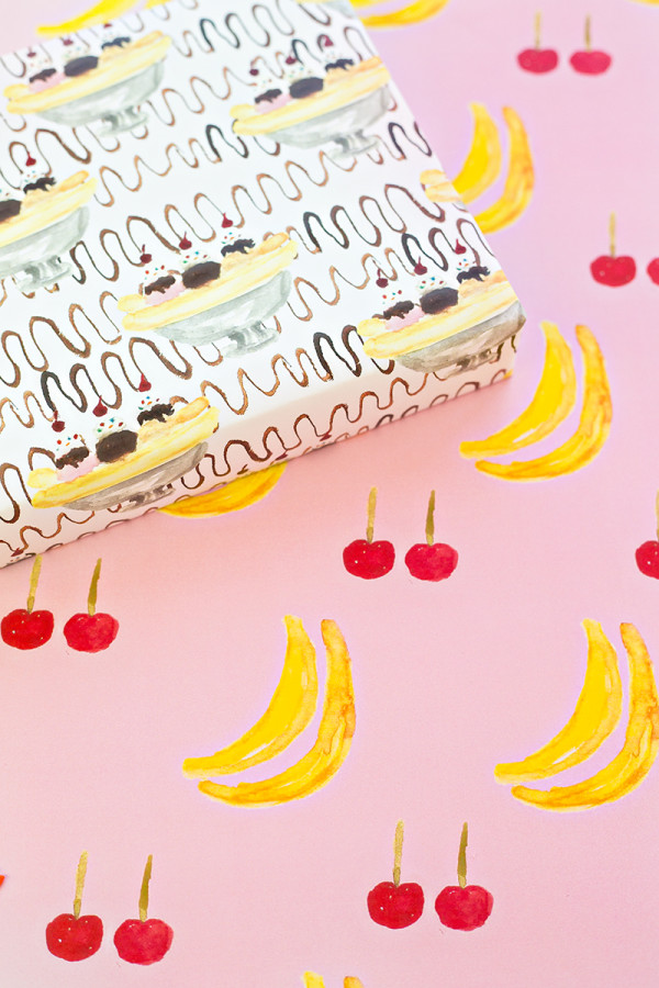 Free Printable Banana Split Wrapping Paper