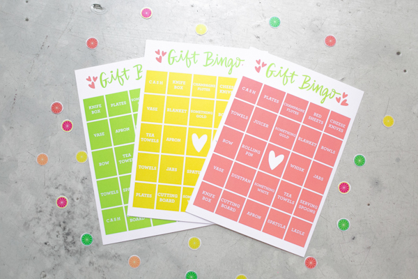 Bridal Shower Gift Bingo