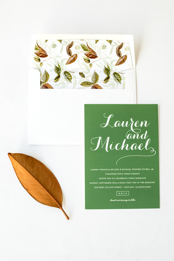 Fall Wedding Invitations + Free Printable Envelope Liner