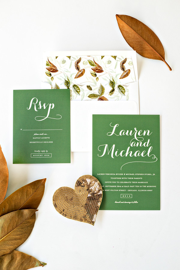 Fall Wedding Invitations + Free Printable Envelope Liner