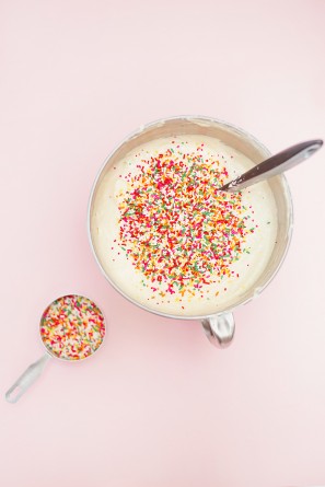 Bowl with frosting and sprinkles 