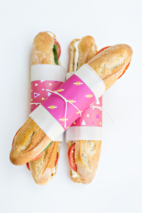 sandwiches wrapped in pink paper and tied with string