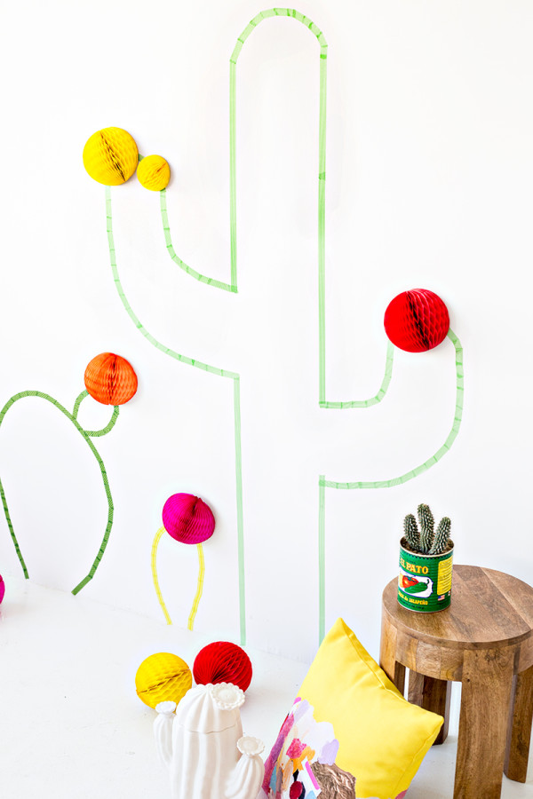 Cactus crafts and paper colorful shapes 