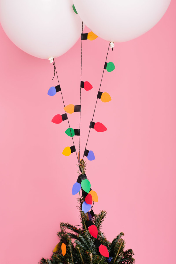 Paper Christmas lights on a tree