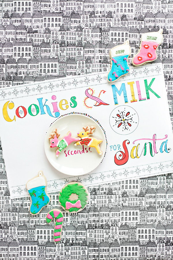 Free Printable (+ Colorable!) Milk + Cookies Placemat for Santa