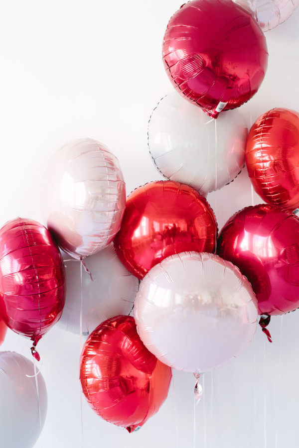 Red and white balloons 