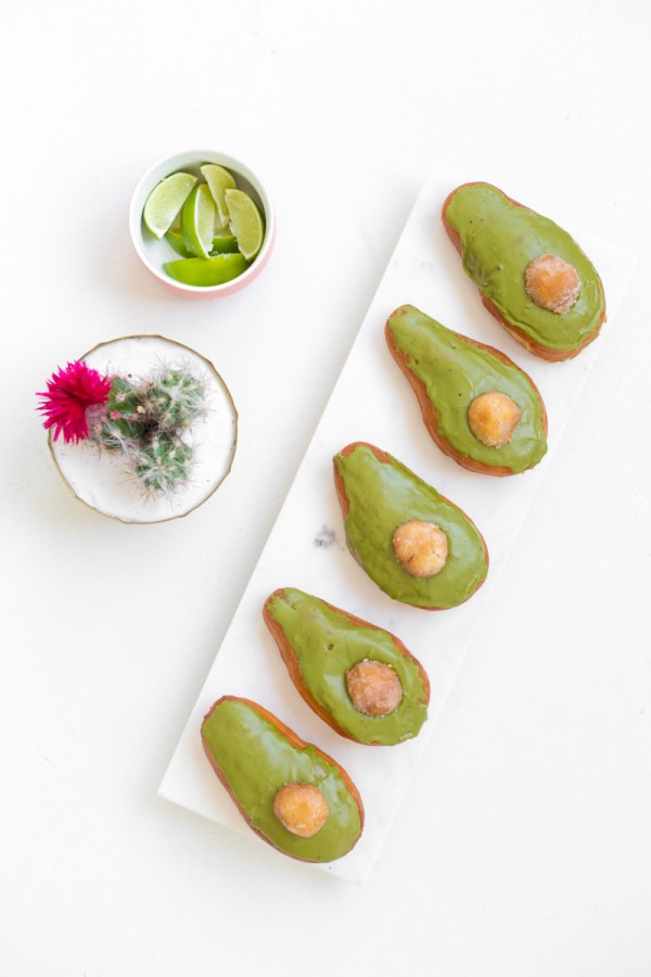 Avocado donuts on a plate