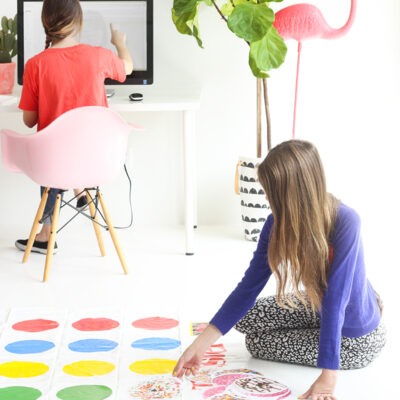 Behind The Scenes at Studio DIY HQ A woman playing twister