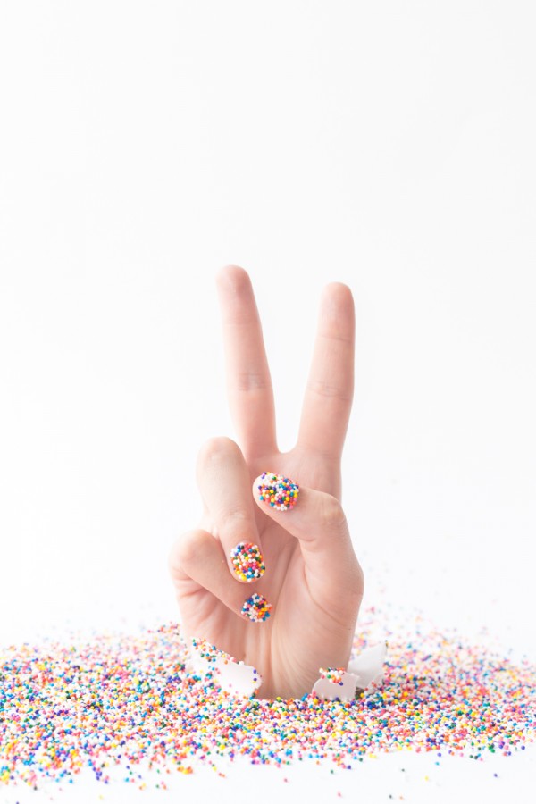 Nails with sprinkles on them